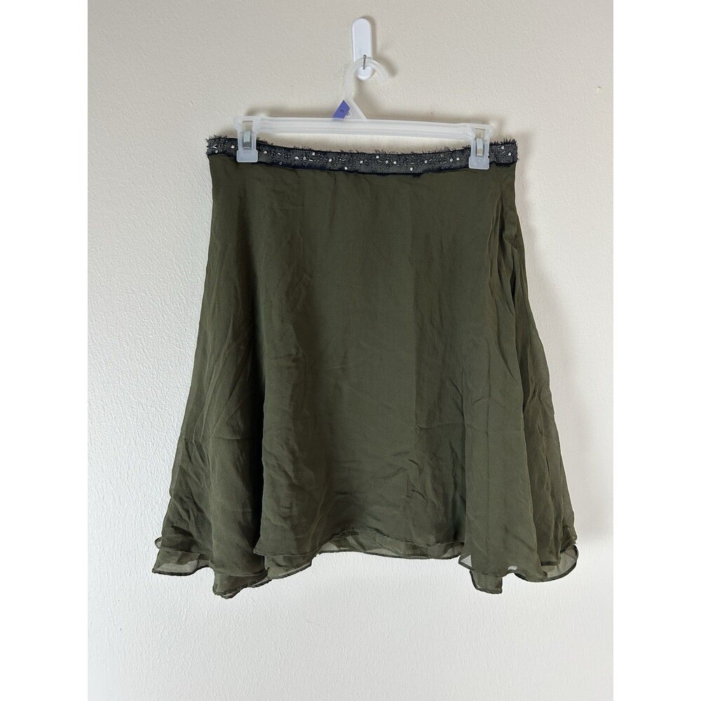 Anthropologie C.C. Outlaw Silk Beaded Y2K Skirt Size 12 Fairy Beaded Embellish